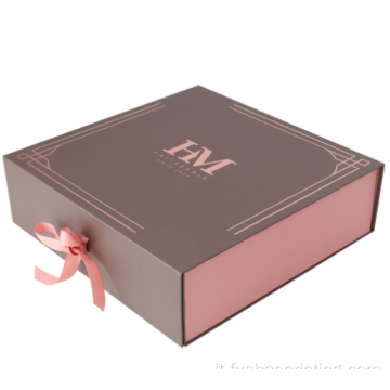 Contenitore di regalo di imballaggio di carta rosa del logo personalizzato